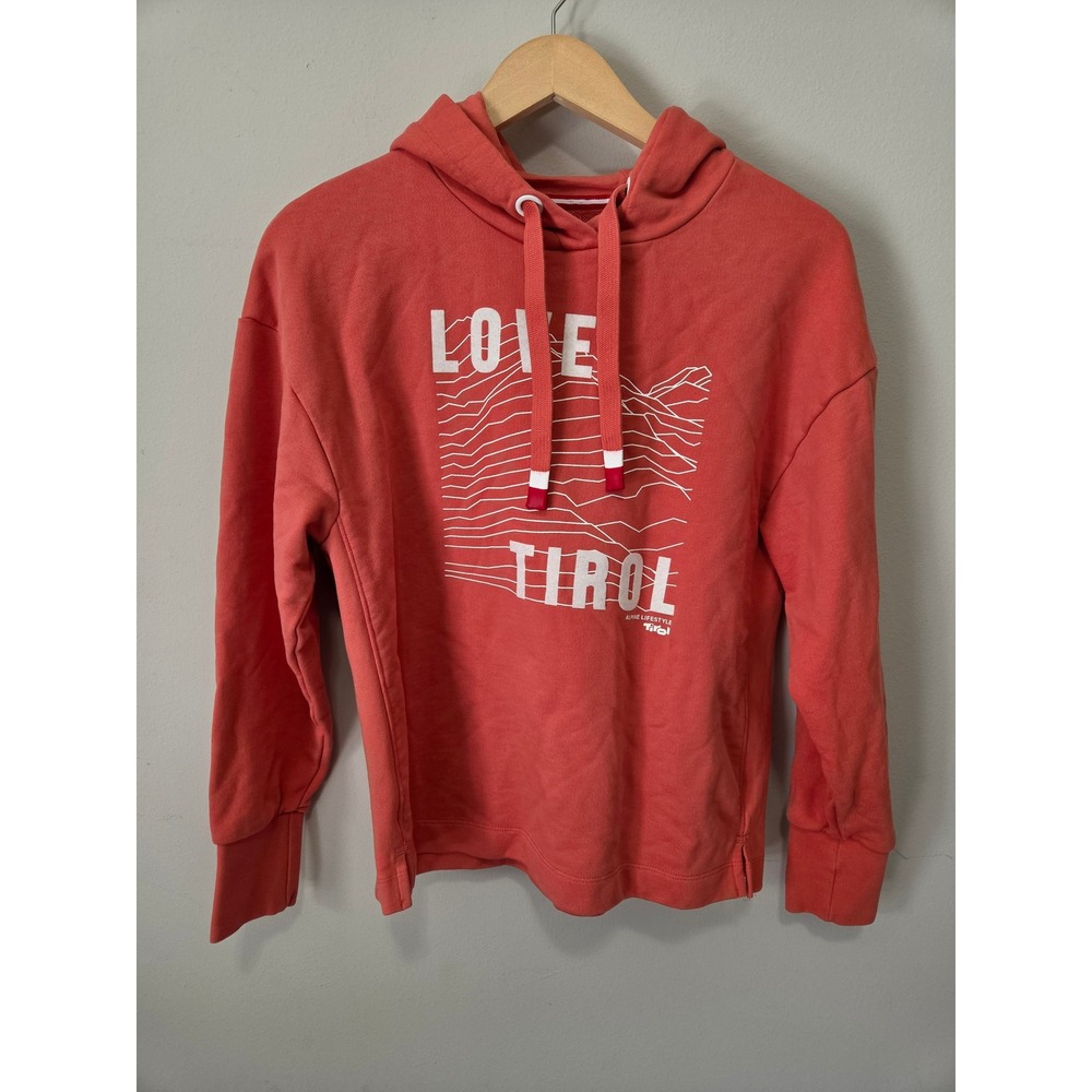 Tirol Alpine Lifestyle Love Tirol Organic Cotton Hoodie Coral Pink Small